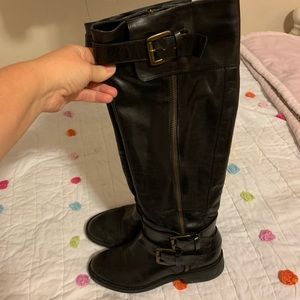 Enzo black leather knee high boots